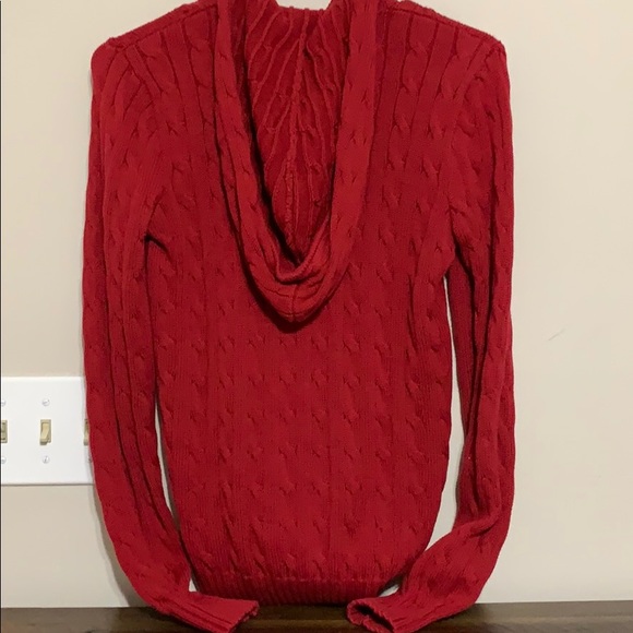 Red Ralph Lauren Cable-Knit Hoodie - Picture 2 of 5